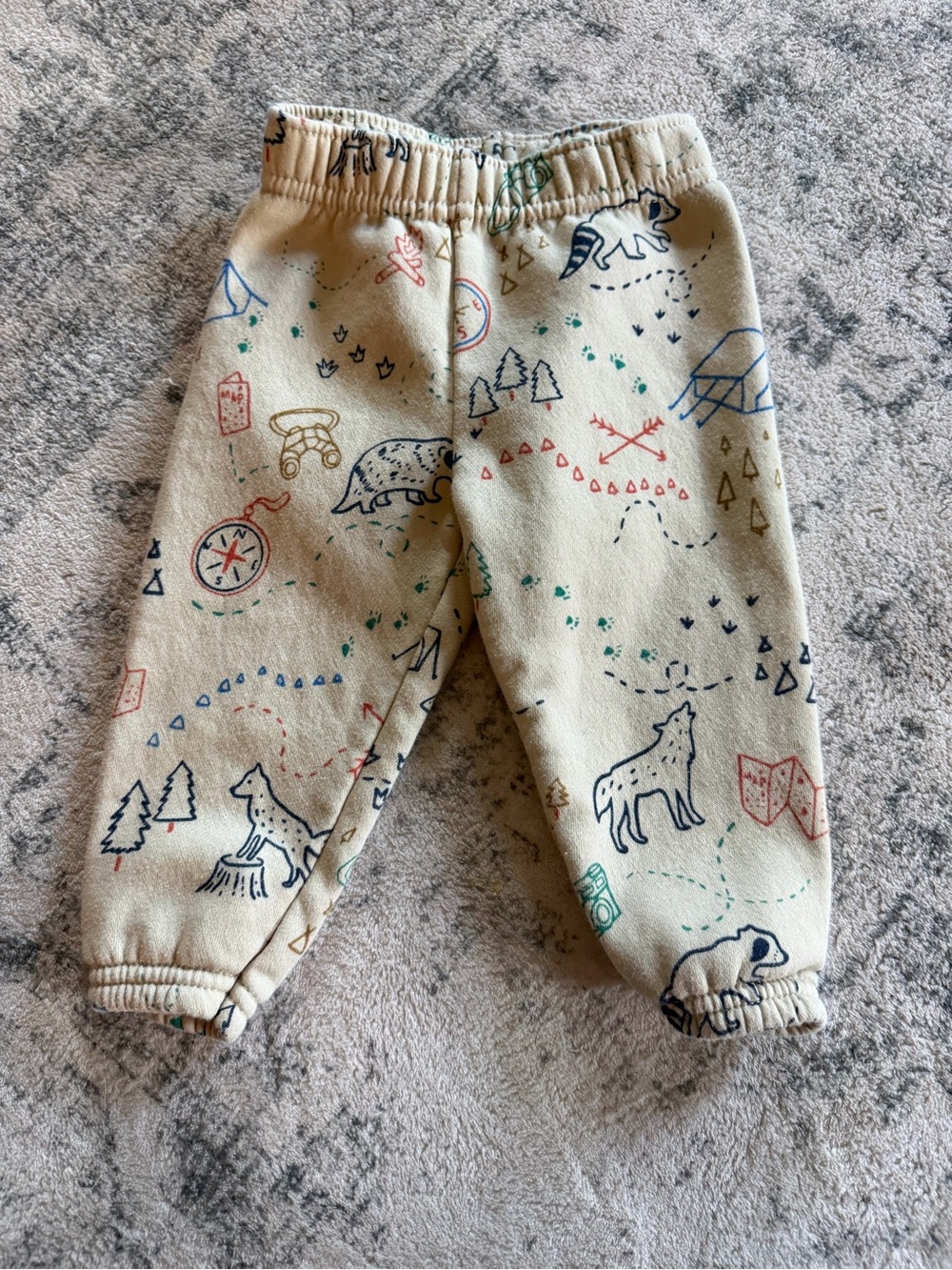 Sz 6-9m Beige Adventure Print Joggers